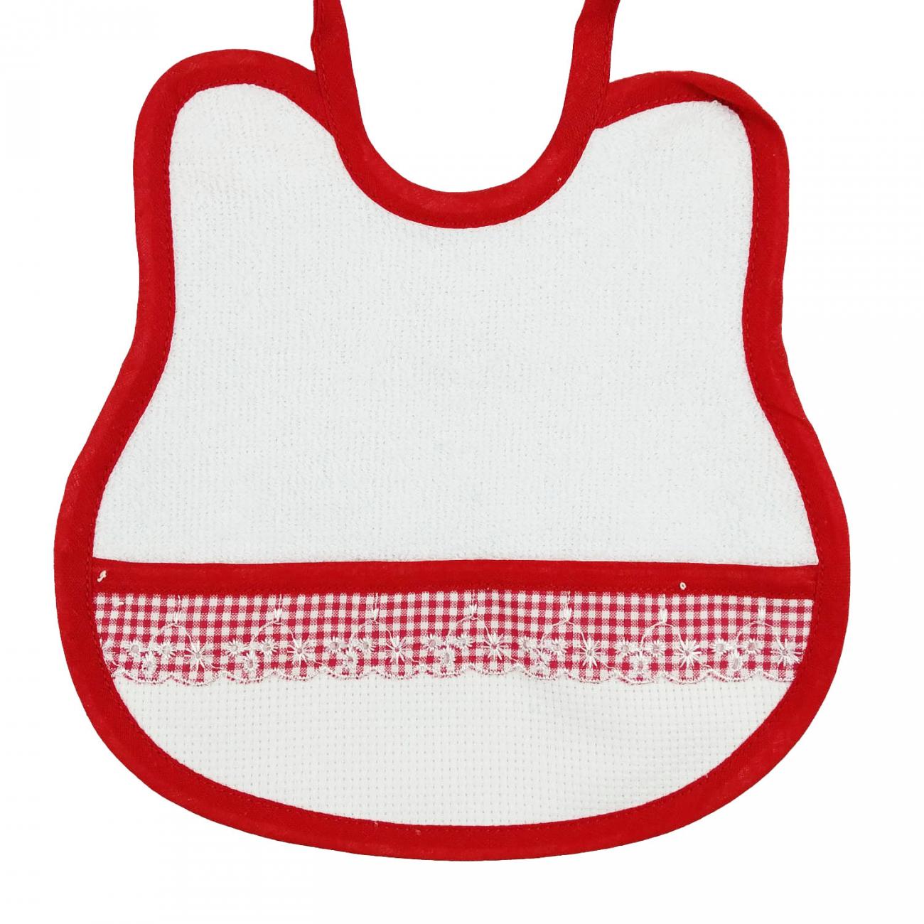 BAVAGLINO con Pizzo Sangallo in spugna bianca - ROSSO -