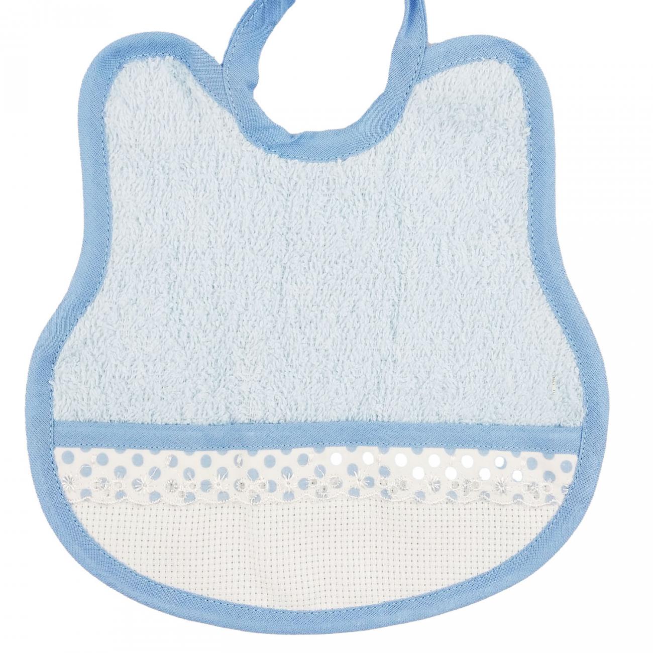 BAVAGLINO con Pizzo Sangallo in spugna colorata - AZZURRO -