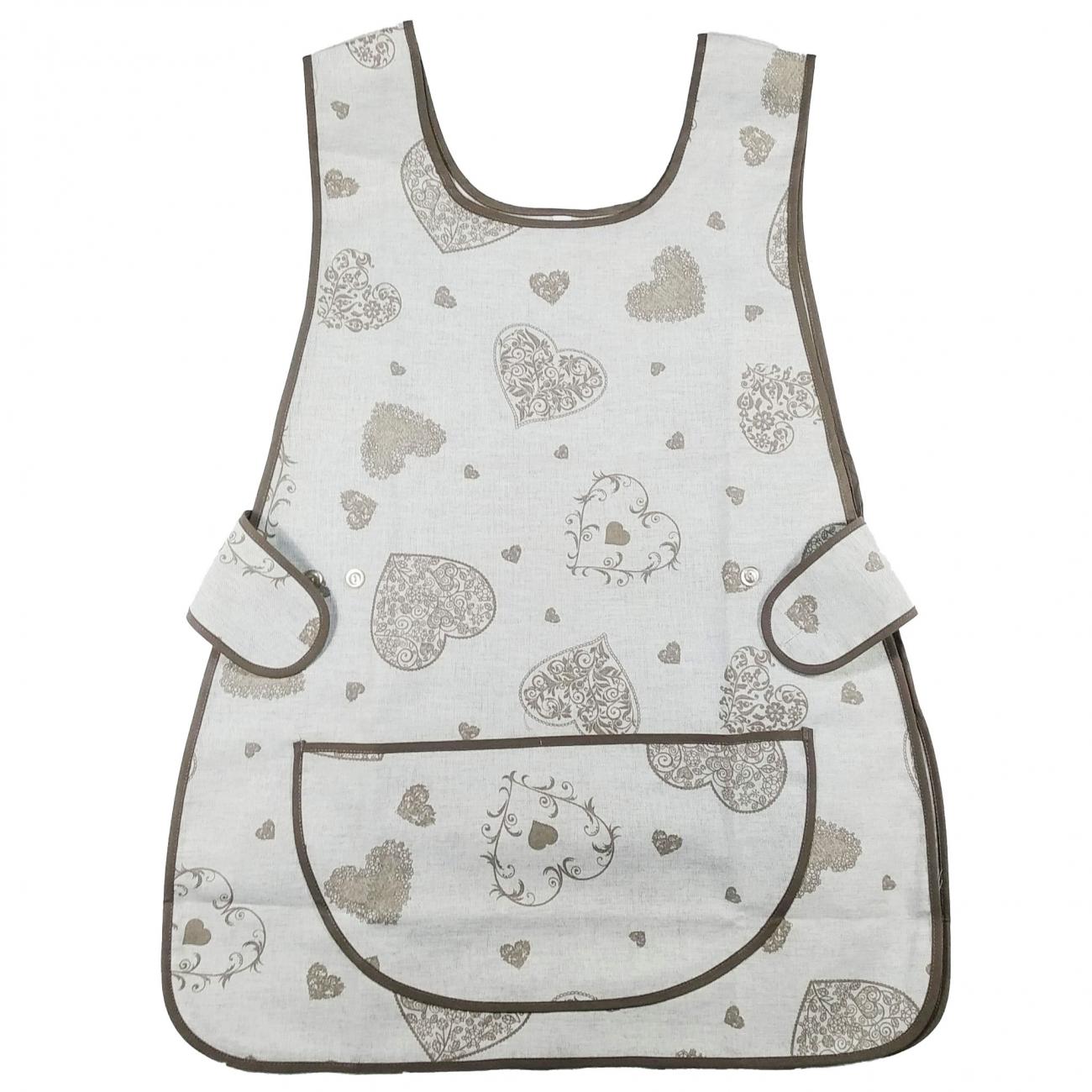 GREMBIULE CASACCA con disegni - cuori beige -
